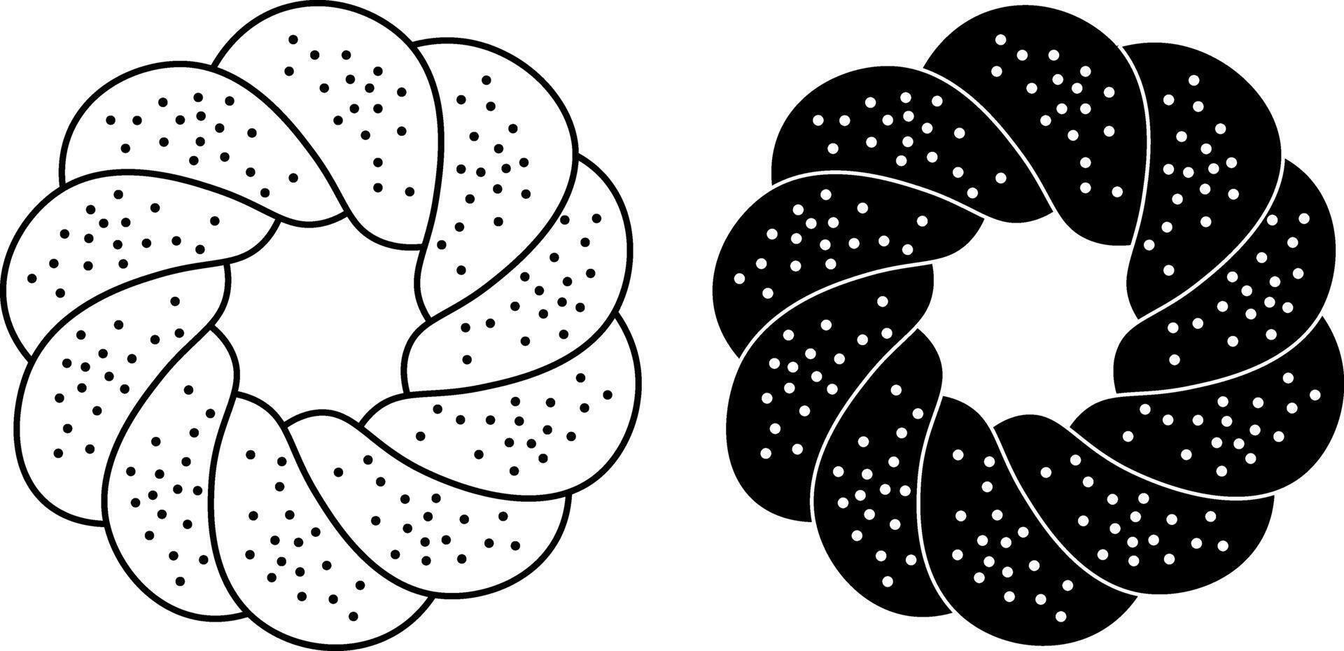 top view kolach or kalach icon set vector