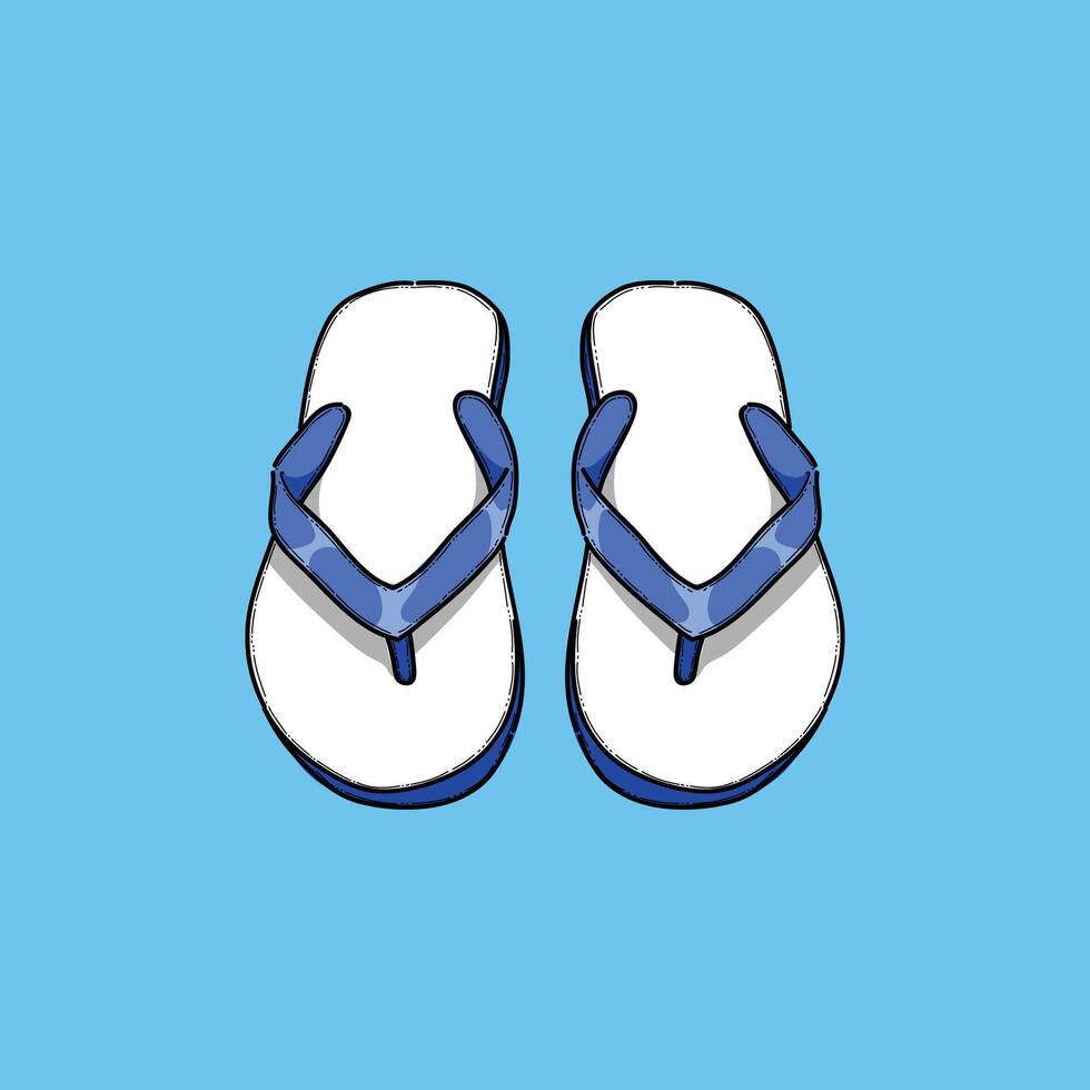 Blue and White Flip-Flops on Light Blue Background, Ideal for Summer Themes vector
