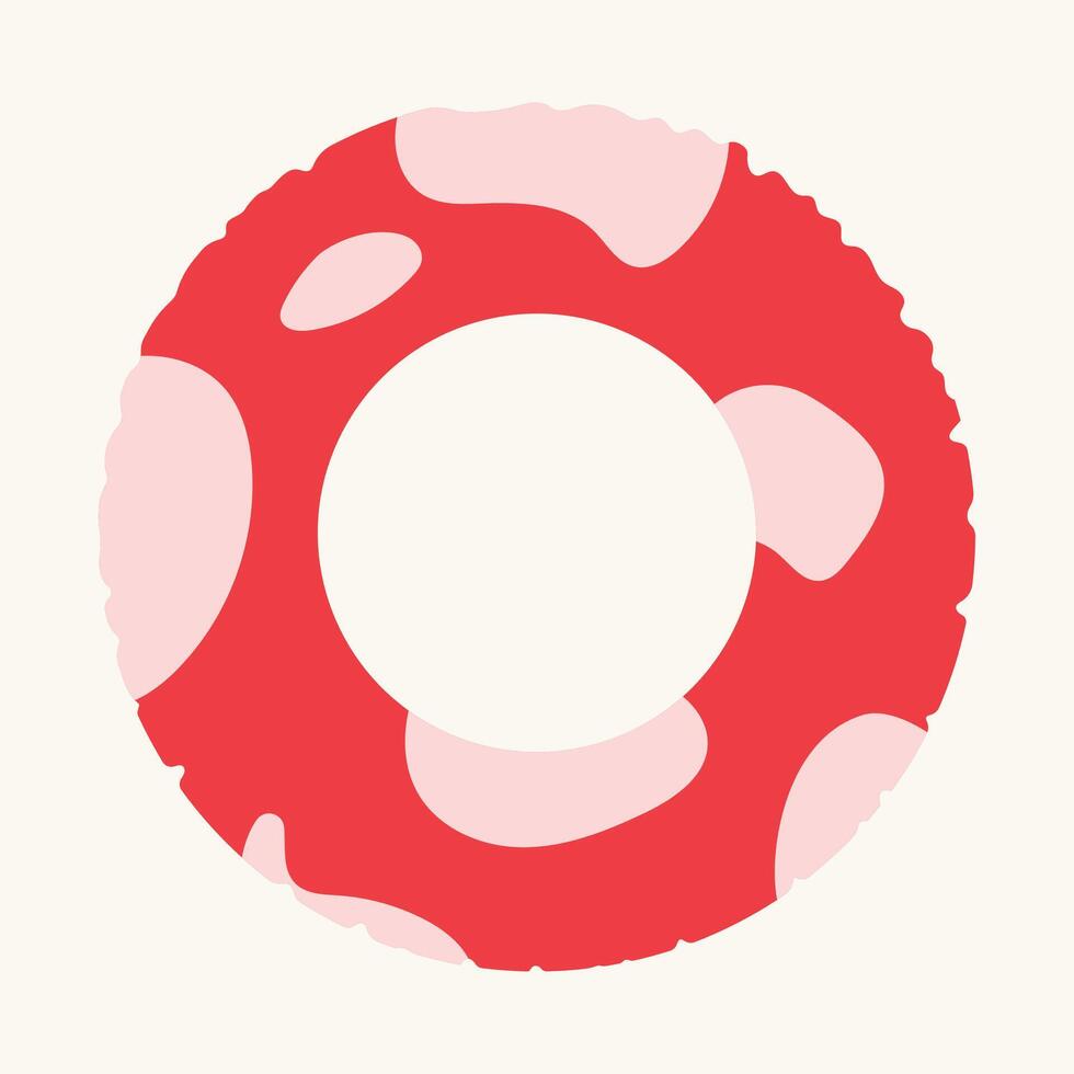 Red swimming ring with pattern. Isolated element for design. Summer, vacation, rest concept. vector