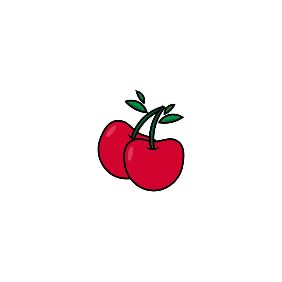 flat design icon of a cherry with stroke line, creative concept for web icon graphic resource eps 10 vector