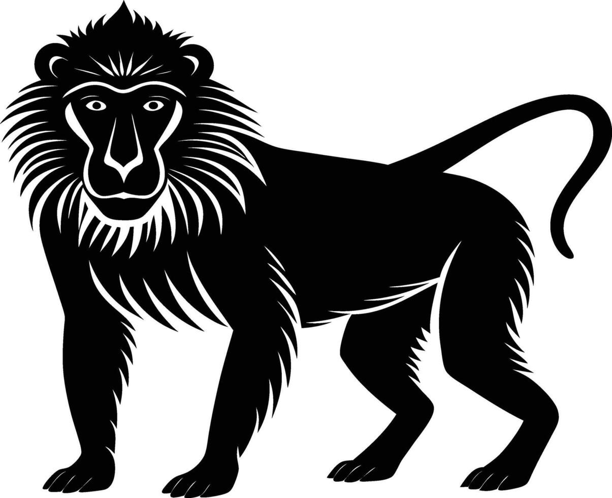 Majestic Primate Standing Proudly with Flowing Mane vector