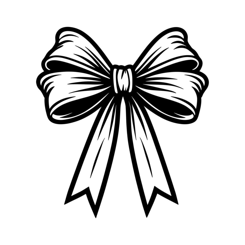 Classic black and white ribbon bow illustration vector