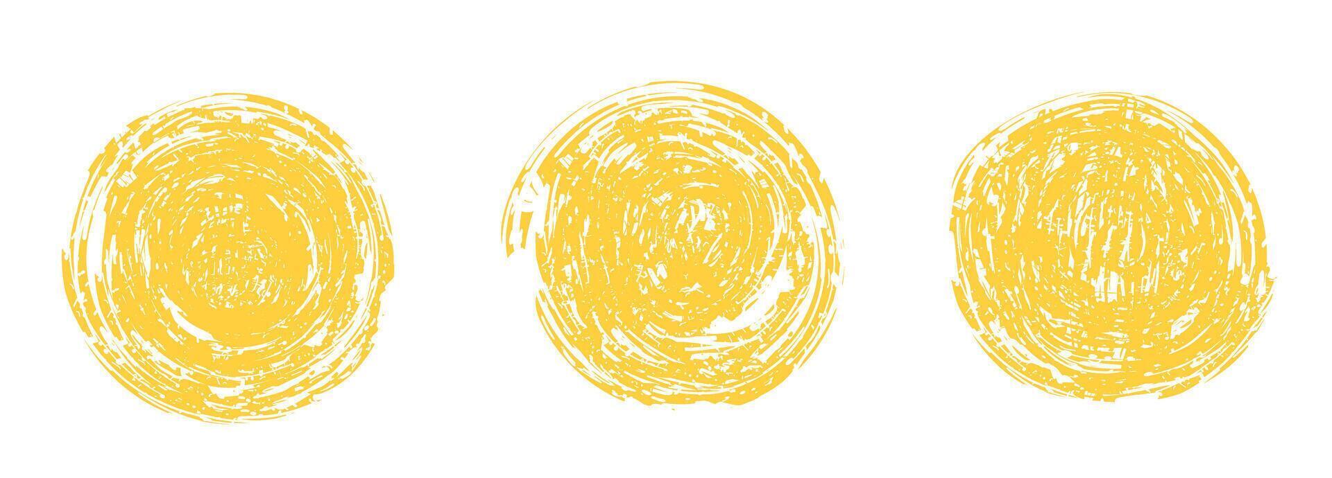 Japan round sun drawn with brush stamp and grunge texture in yellow color vector