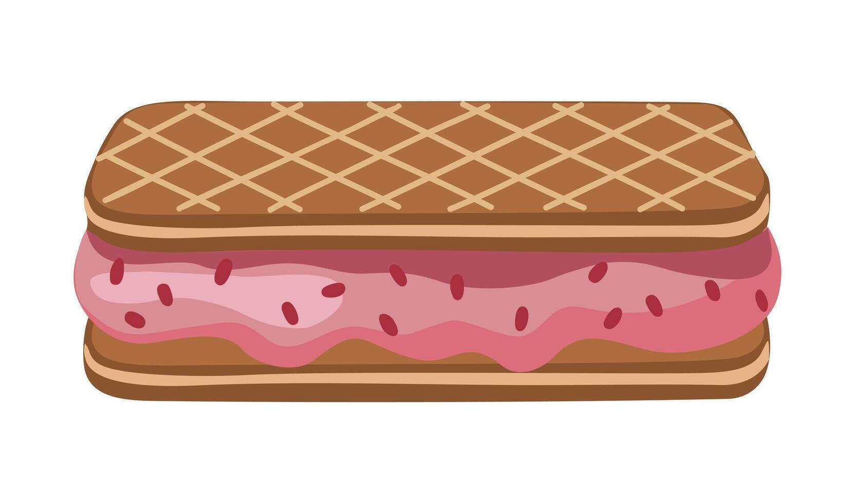 Ice cream sandwich with pink strawberry filling vector