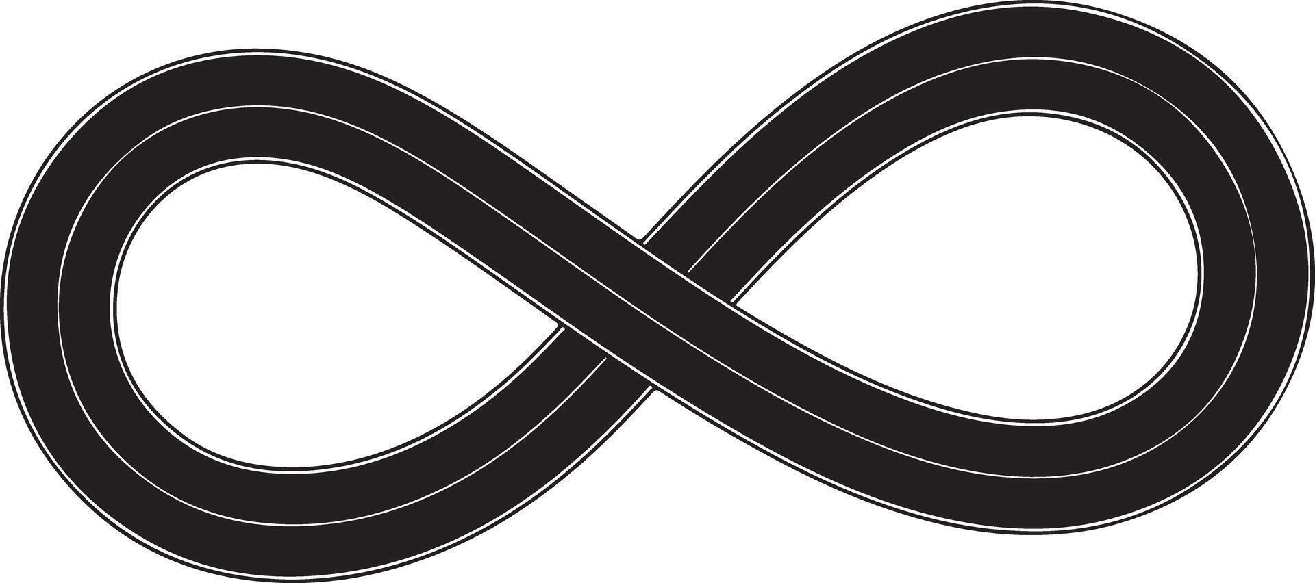 Abstract Black Double Winding Curves Road Intertwined Infinity Symbol Top View Isolated Design Element vector