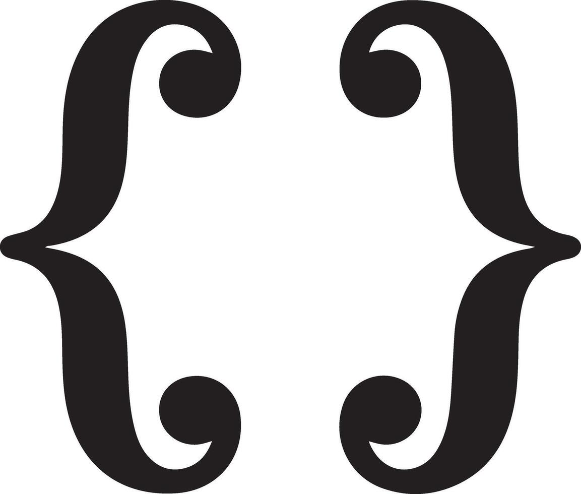 Hand Drawn Black Curly Brackets Parenthesis Elements Set Swirls Graphic Design Template Isolated White Background vector