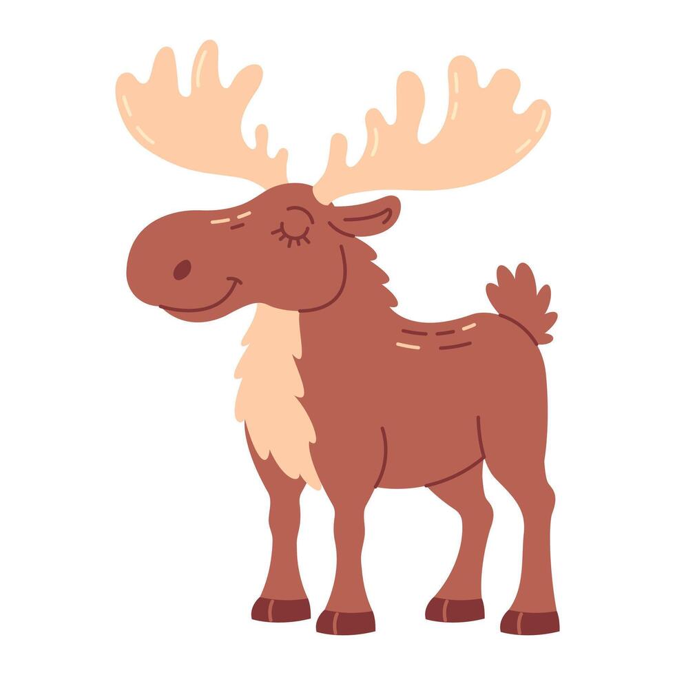 Moose hand drawn flat illustration isolated on white background vector