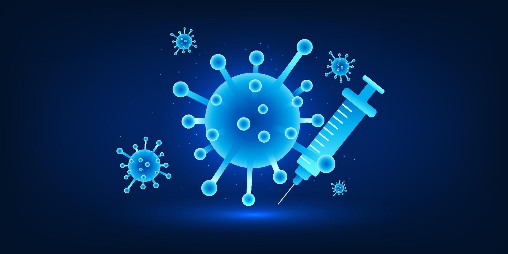 Medical technology, the invention of vaccines against emerging diseases, viruses on the side with a syringe on the side for preventing the spread of diseases that come with the virus and treatment. vector