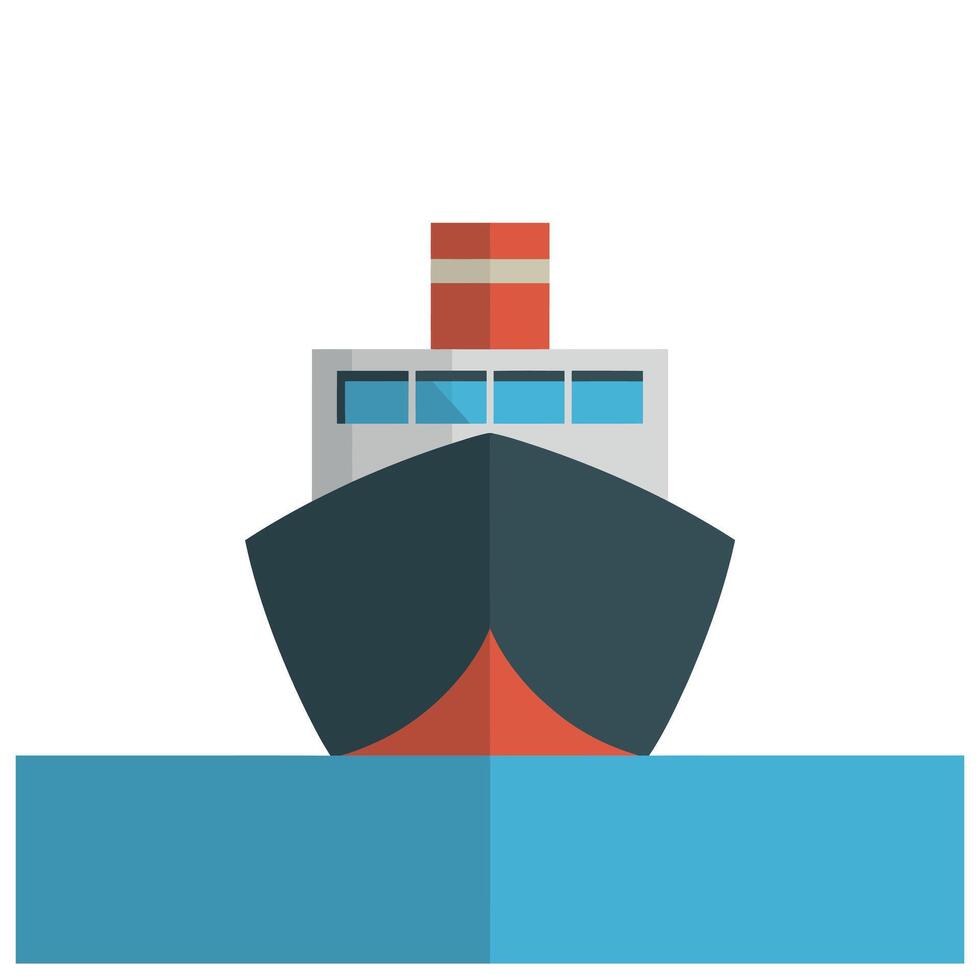 Simplified illustration of a ship on the ocean against a white background backdrop vector