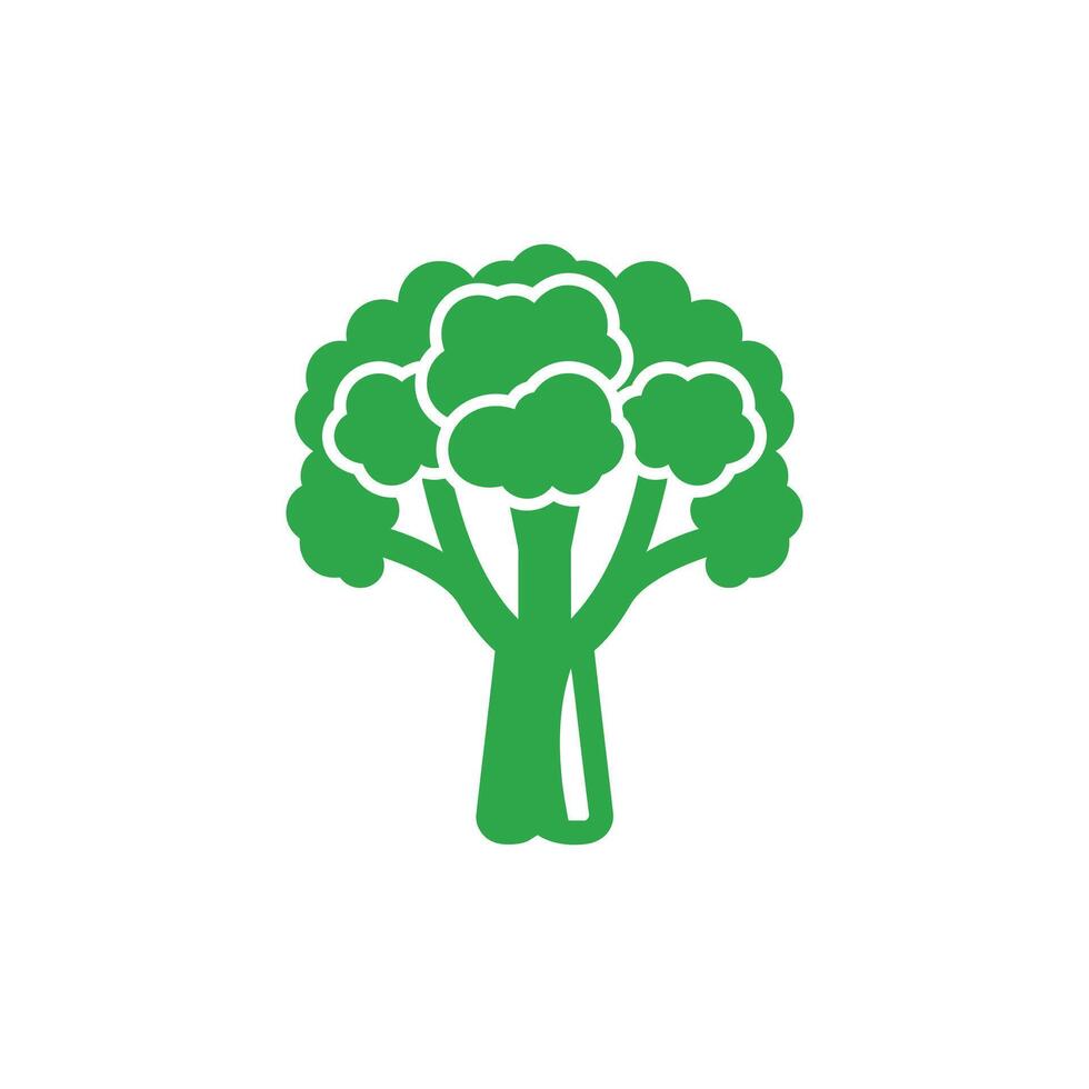 Four broccoli icons depict black and green vegetables on a clean white background vector