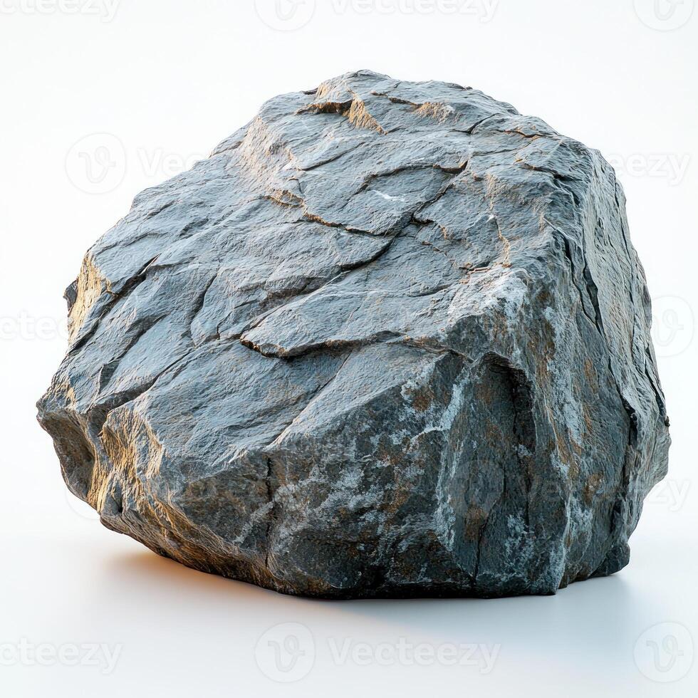 Natural stone rock with textured surface glowing softly in gentle light photo