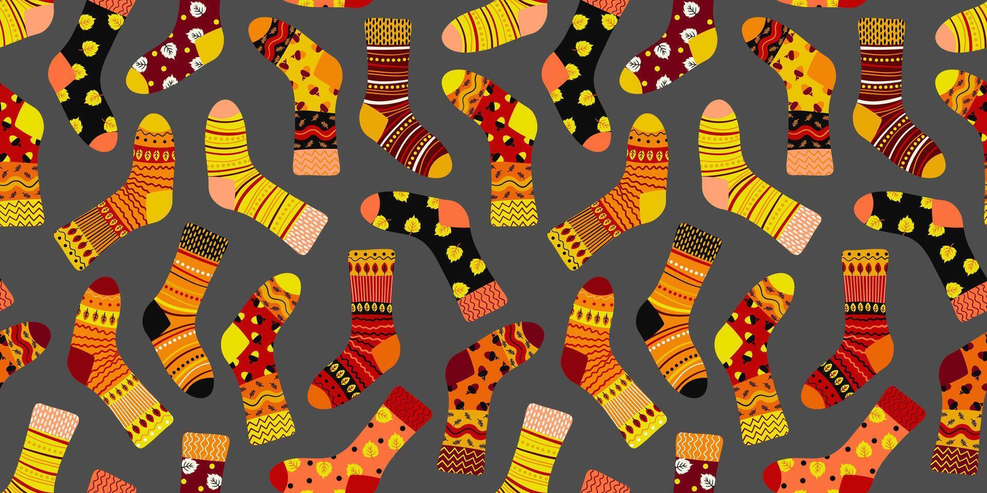 Colorful patterned socks design vector