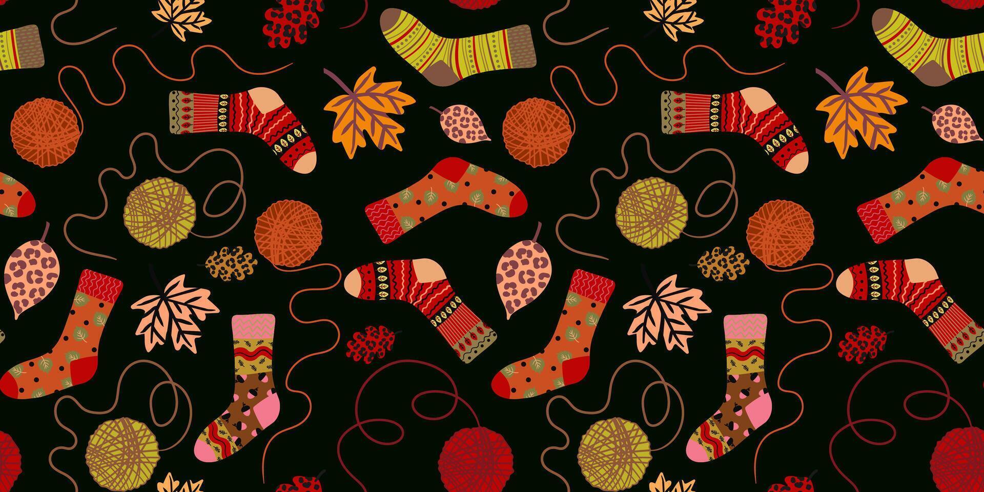 Colorful autumn sock pattern design vector