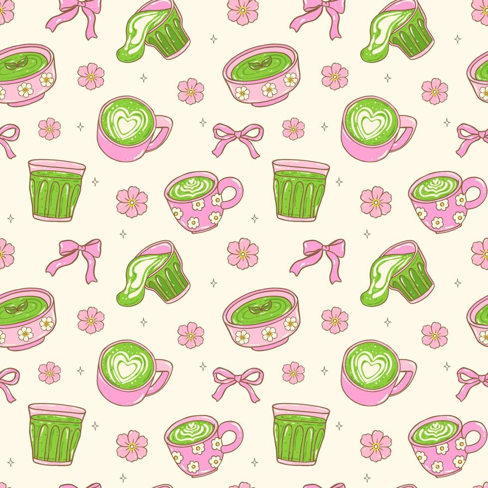 Colorful cups and floral pattern design vector
