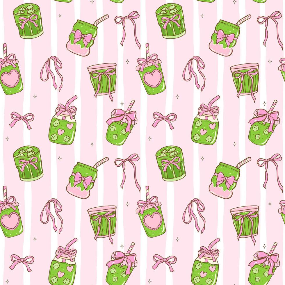 Colorful jars with bows pattern design vector