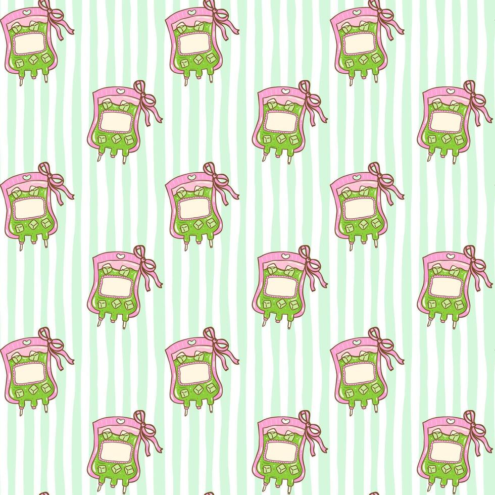 Green and pink decorative pattern design vector