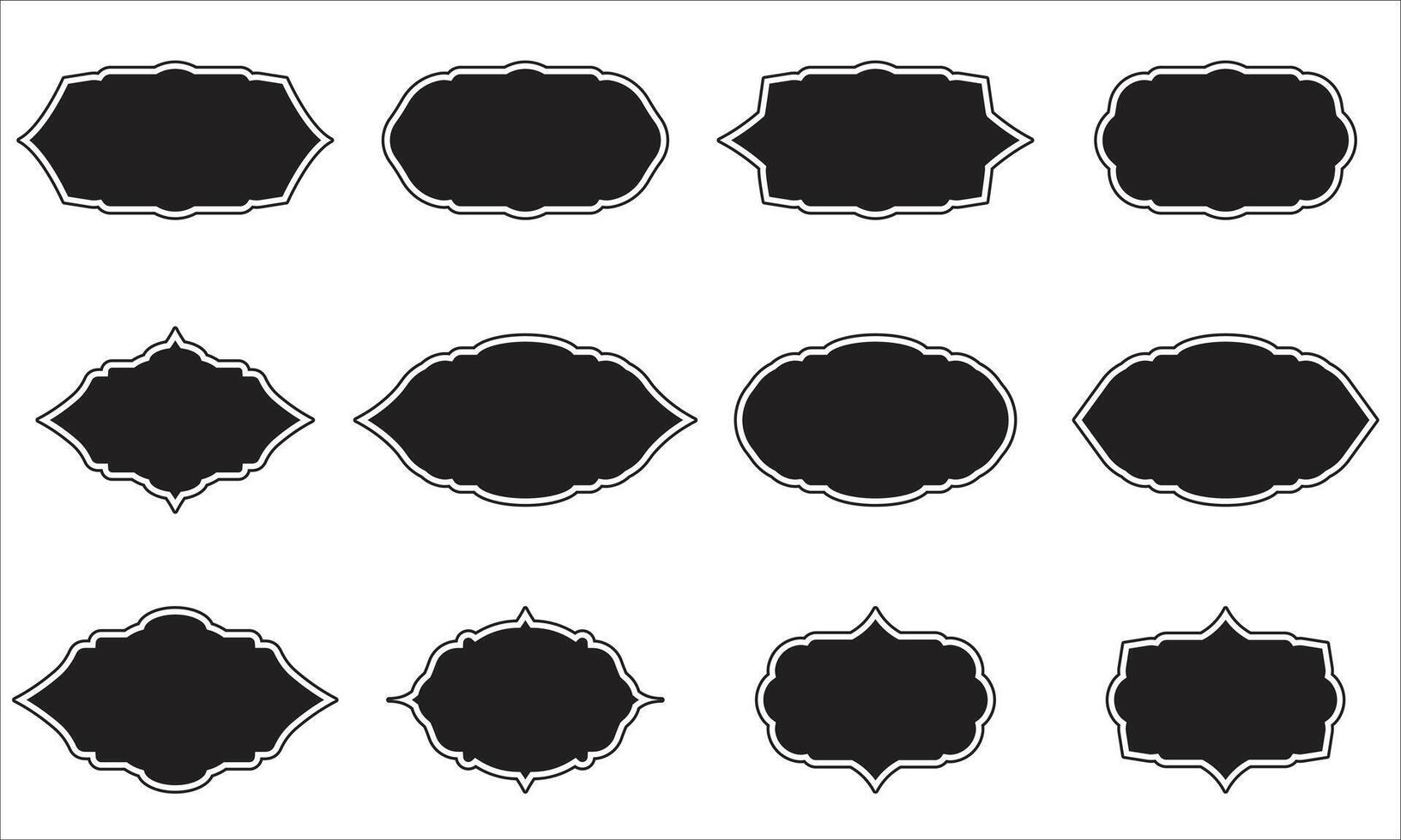 Set of Ornamental Black Badges Shapes vector