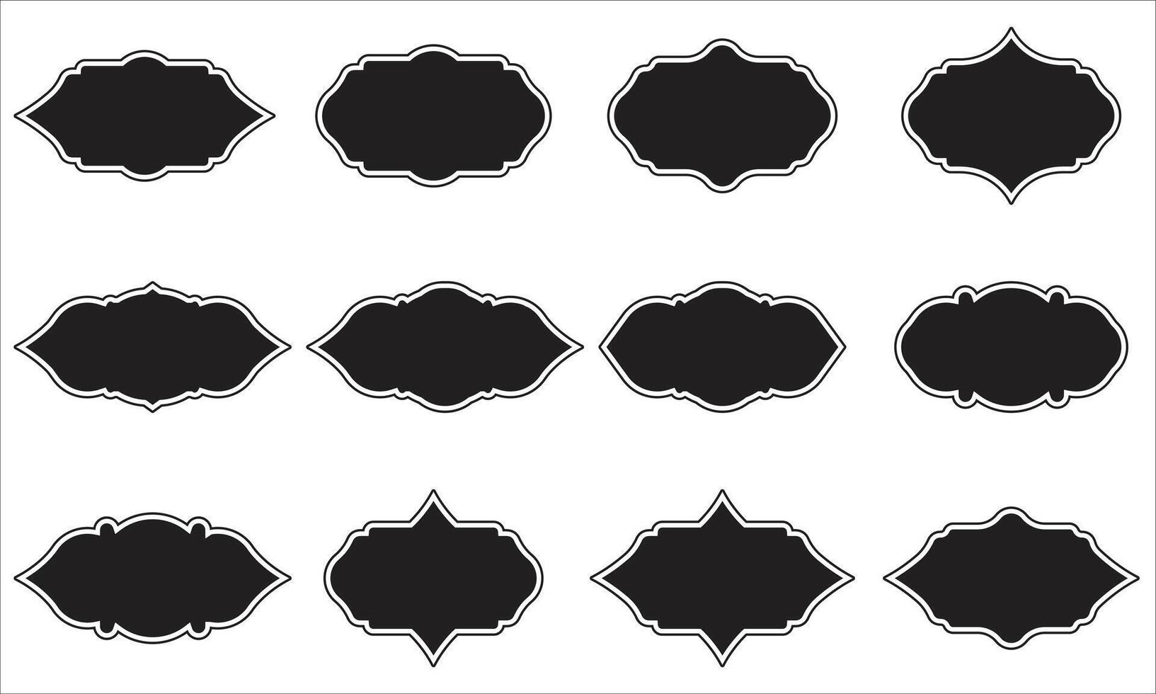 Collection of Ornamental Black Badge Shapes vector