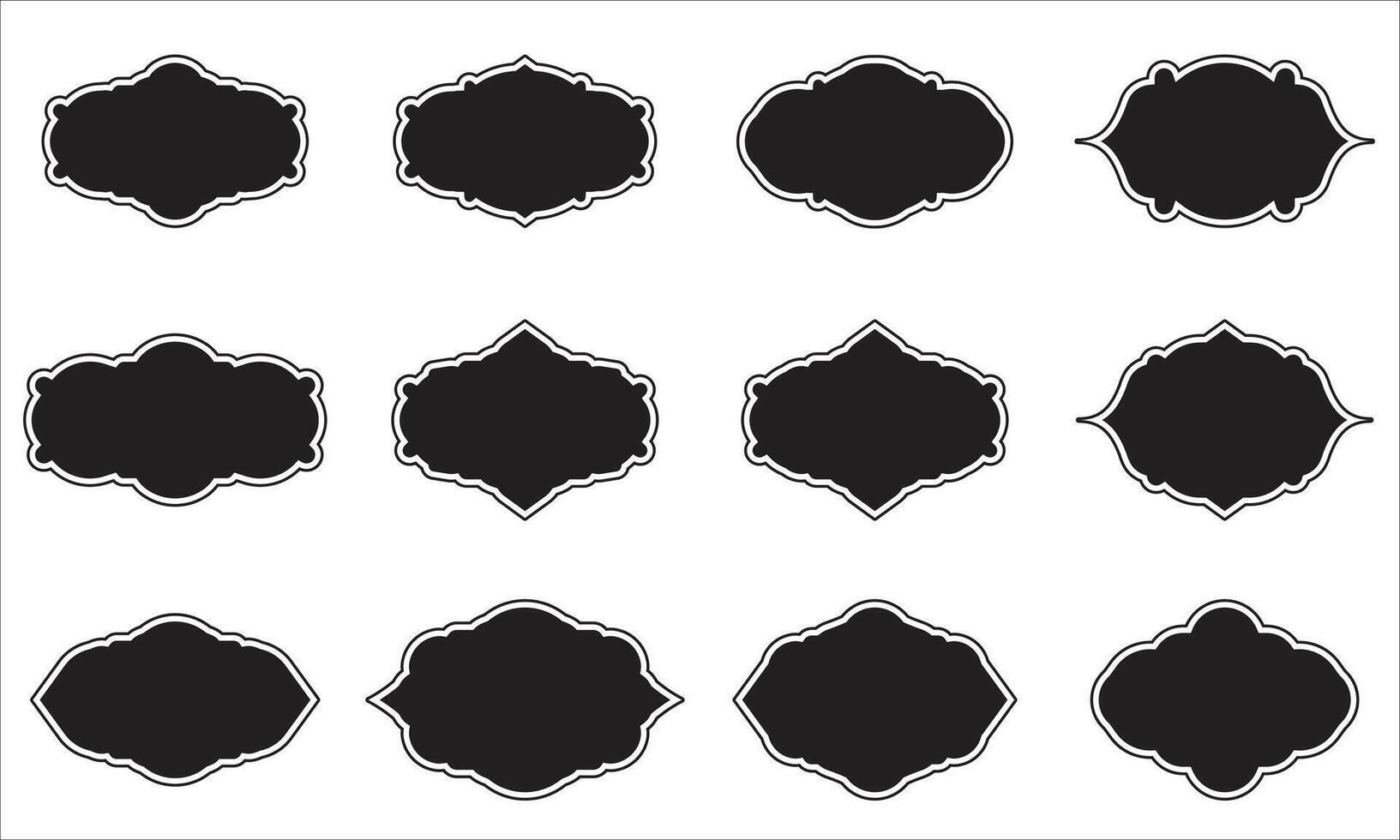 Collection of Ornamental Black Badges Shapes vector