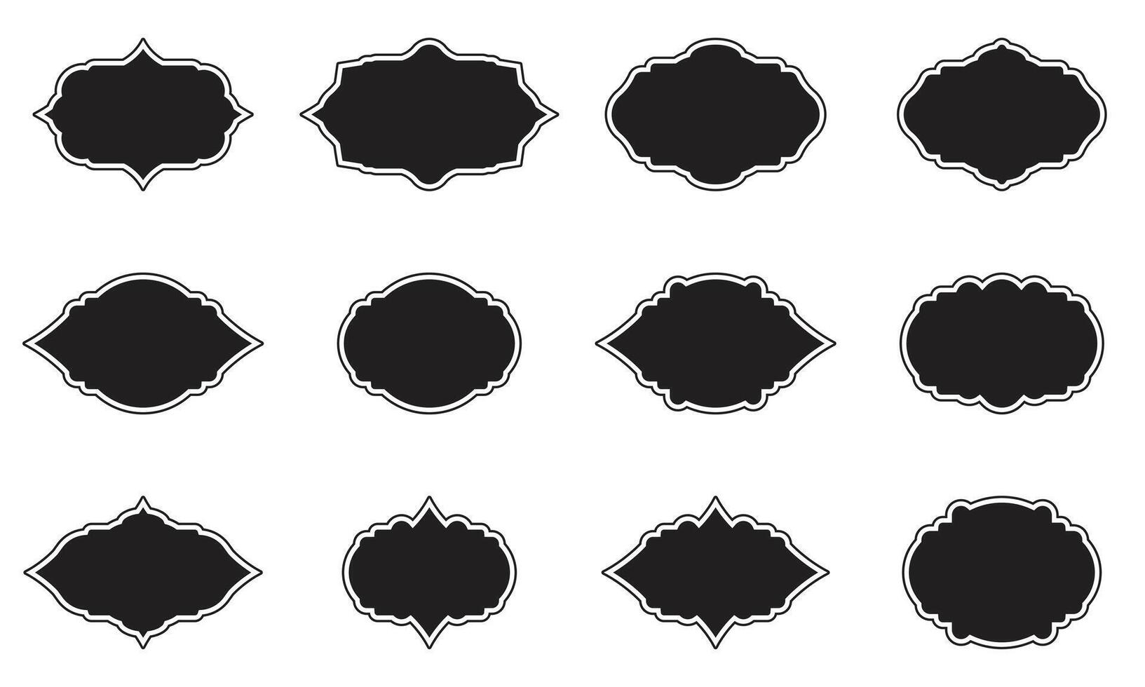 Collection Ornamental Black Badge Shapes vector