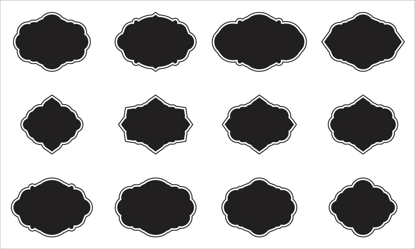 Ornamental Black Badges Shapes vector