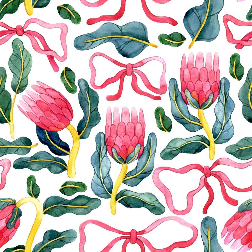 Floral pattern with pink flowers and leaves vector
