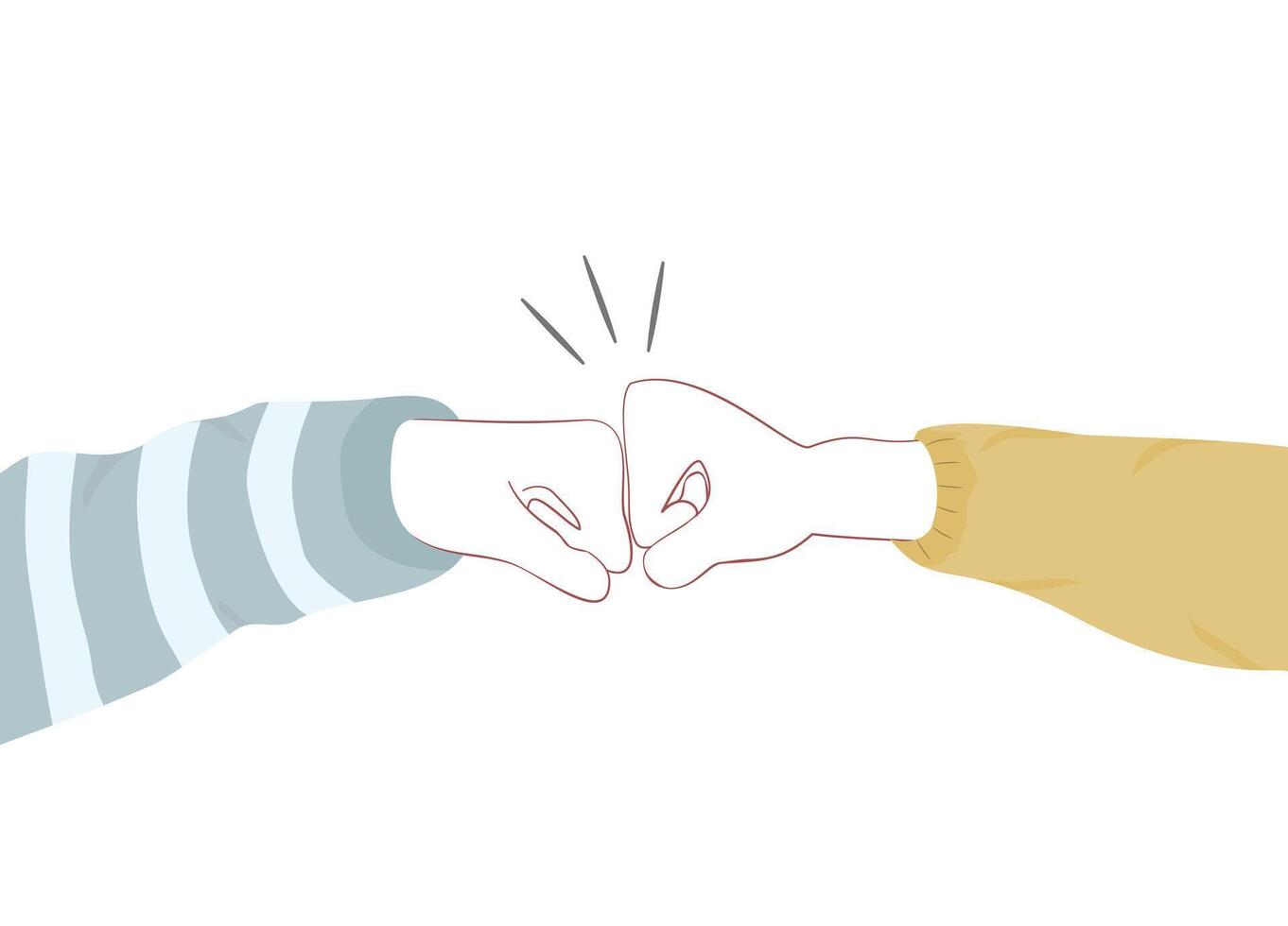 Fist bump icon. Illustration of two hands giving a fist bump for great work. relationship hands bumping fists. Concept of teamwork, partnership, friendship, spirit hands gesture. vector