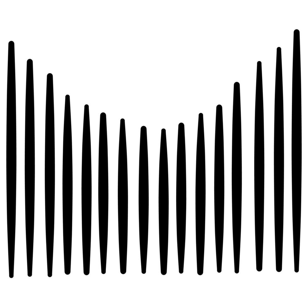 Black vertical shapes forming a symmetrical wave-like pattern, minimalist and abstract, suitable for modern art or sound design. vector