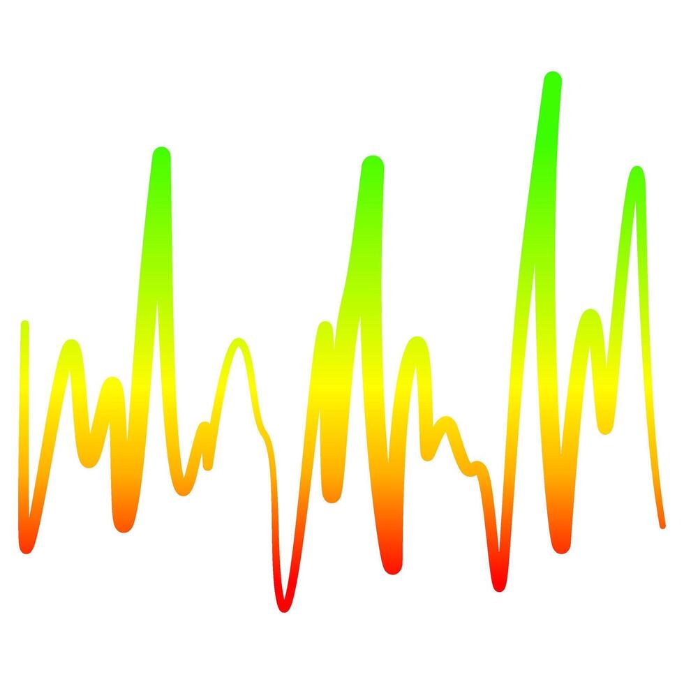 Dynamic traffic-style waveform illustration in red, yellow, and green gradients, representing energy flow, data, or sound waves. vector