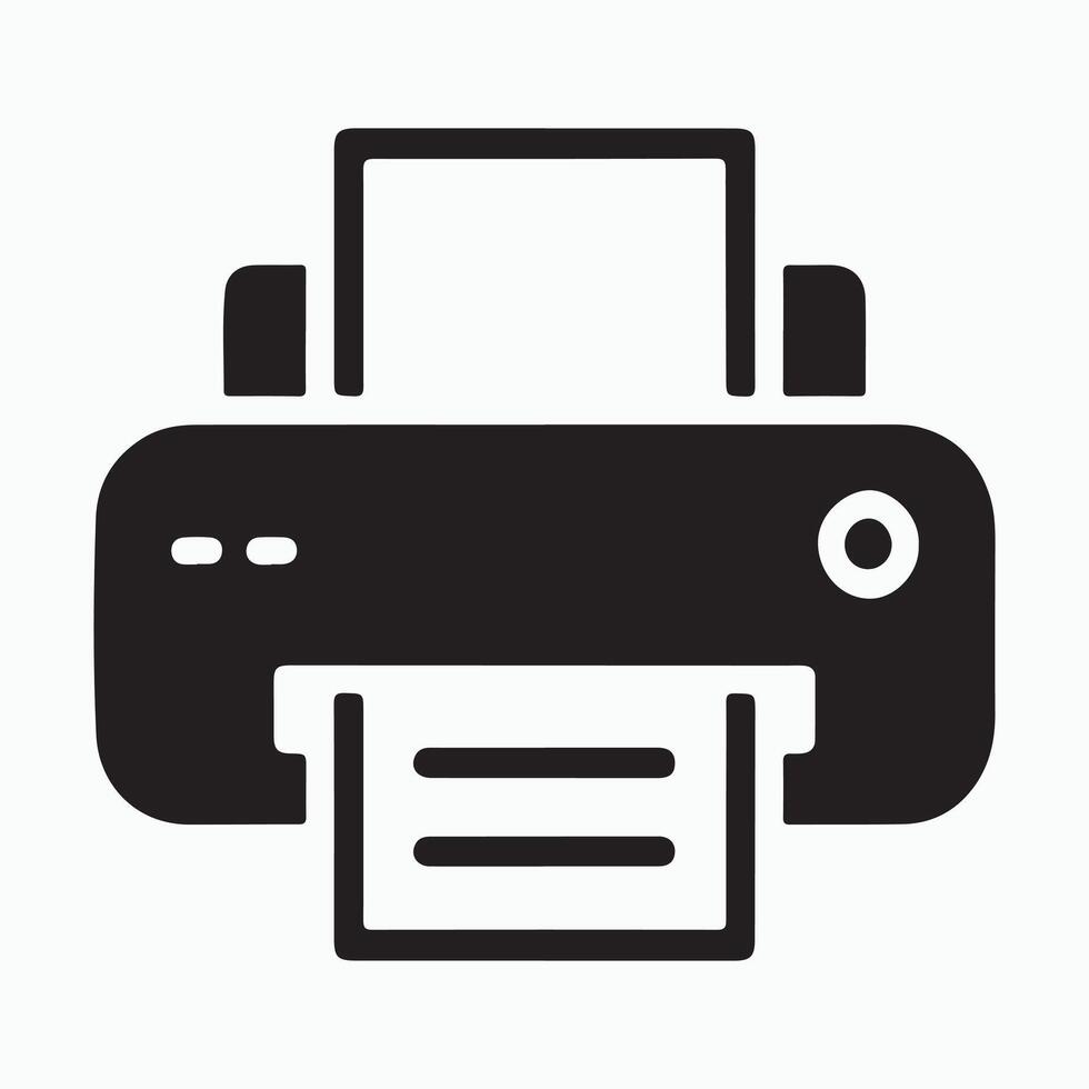 Flat Black Printer Icon for Workspace, Documents, and Tech Use vector