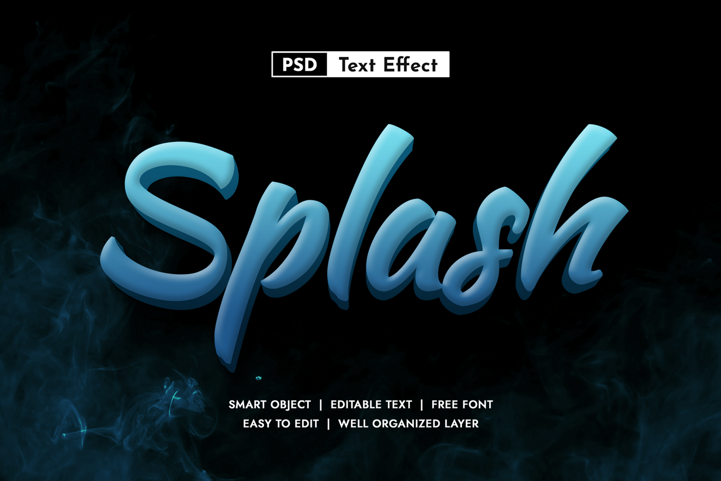 Splash Water Effect 3D Editable Text Effect Template psd
