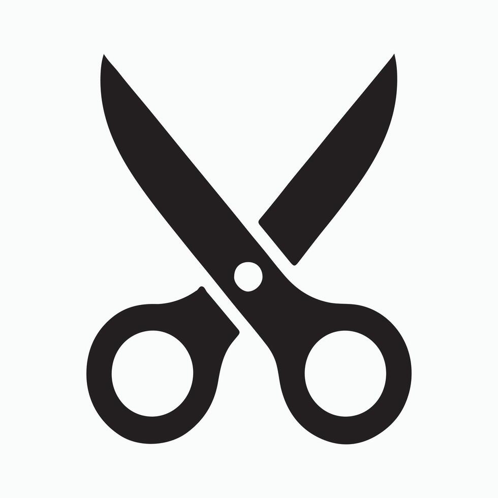 Flat Black Scissors Icon for Office, Art, and Creative Designs vector