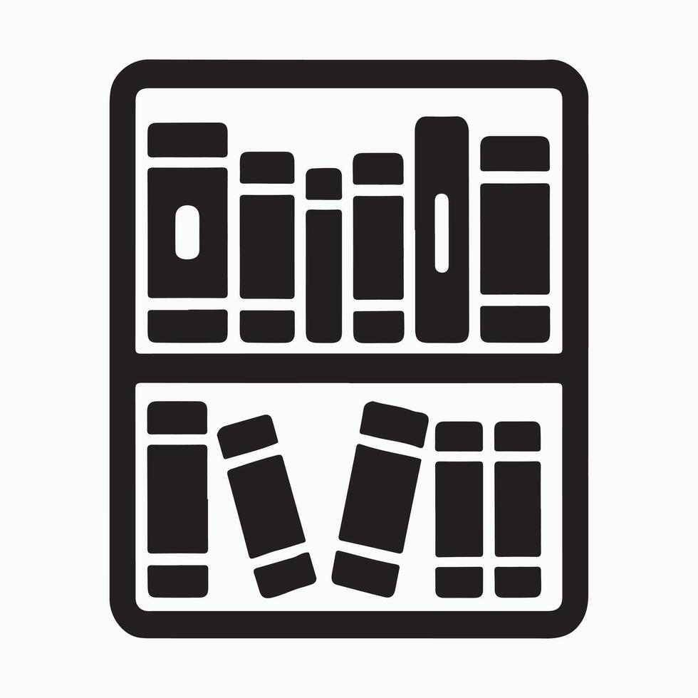 Black Bookcase Filled with Books for Education and Interior Design Projects vector