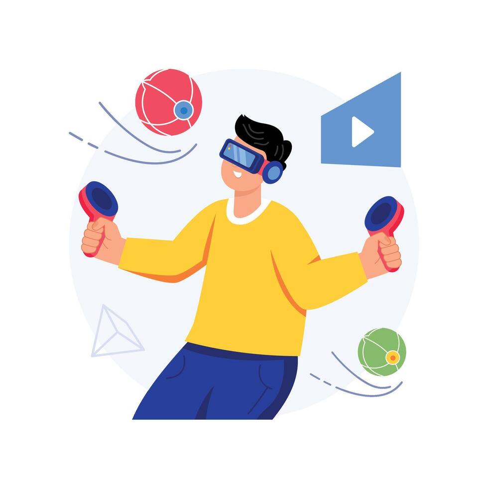 Person playing virtual reality game vector