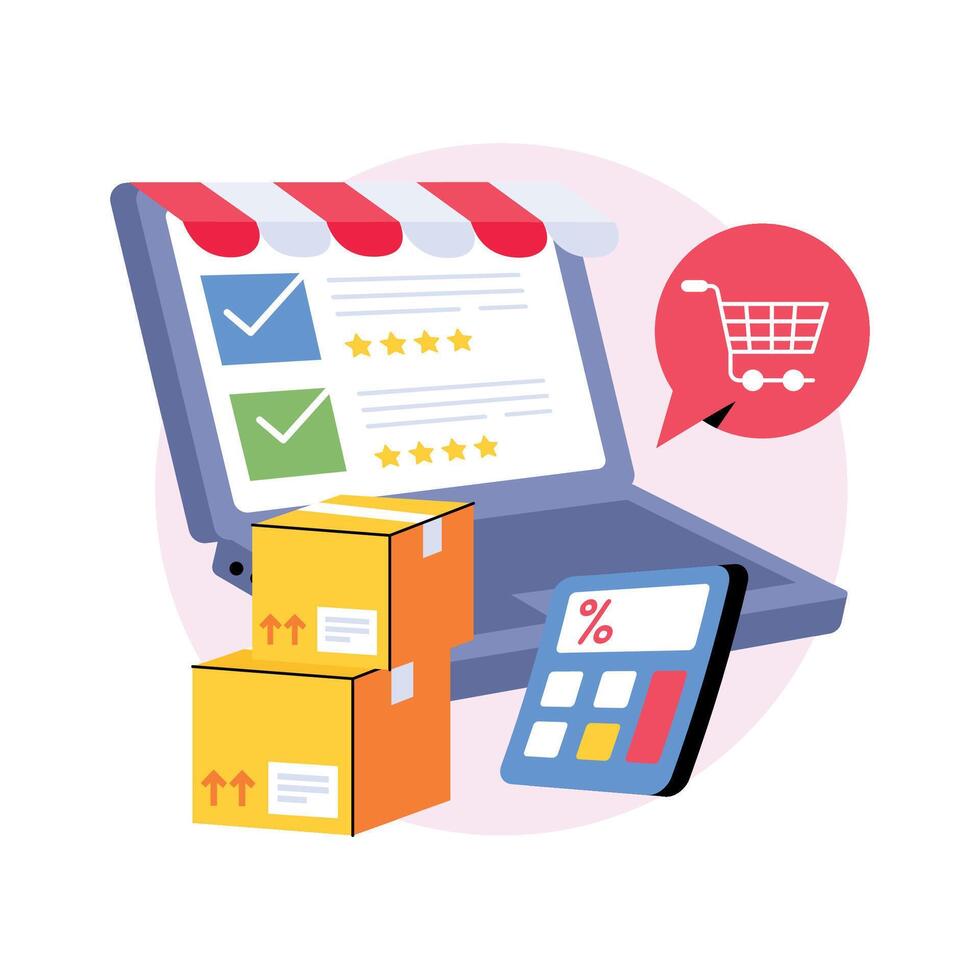Online shopping with laptop and packages vector