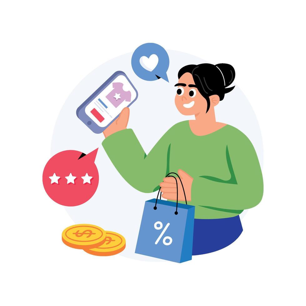 Woman Giving Product Review Concept Style illustrations. EPS 10 File vector