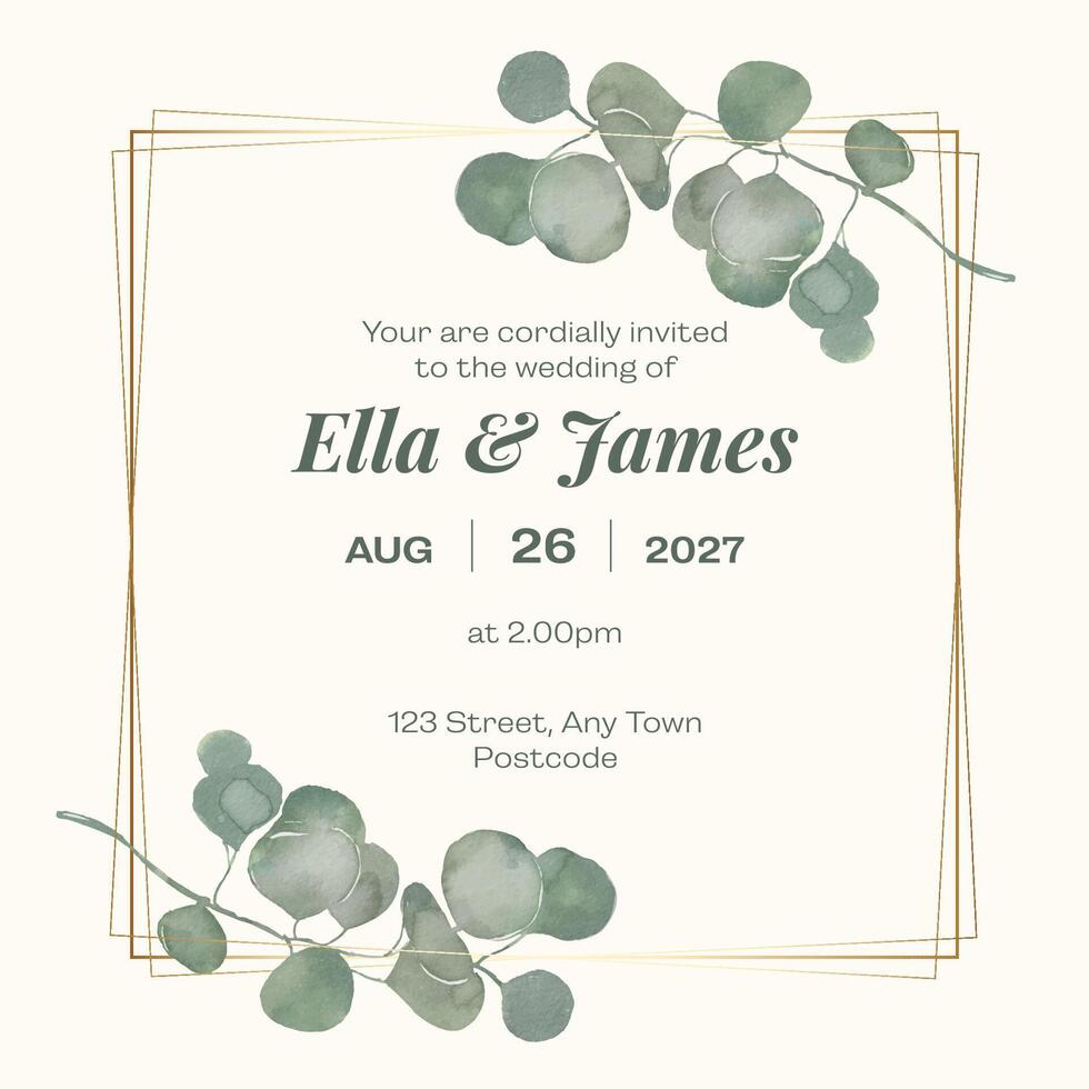 Wedding invitation for Ella and James vector