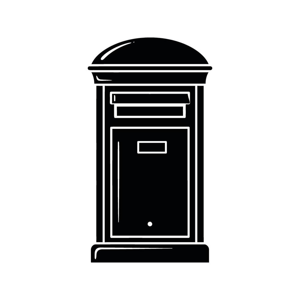 Black and white silhouette illustration of a classic British style post box vector