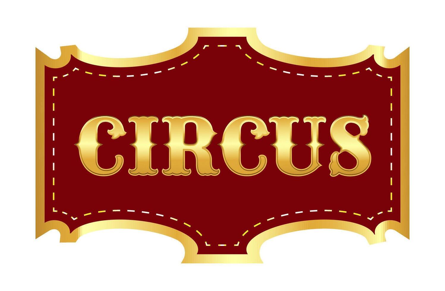 Vintage red banner with text Circus in gold frame. vector