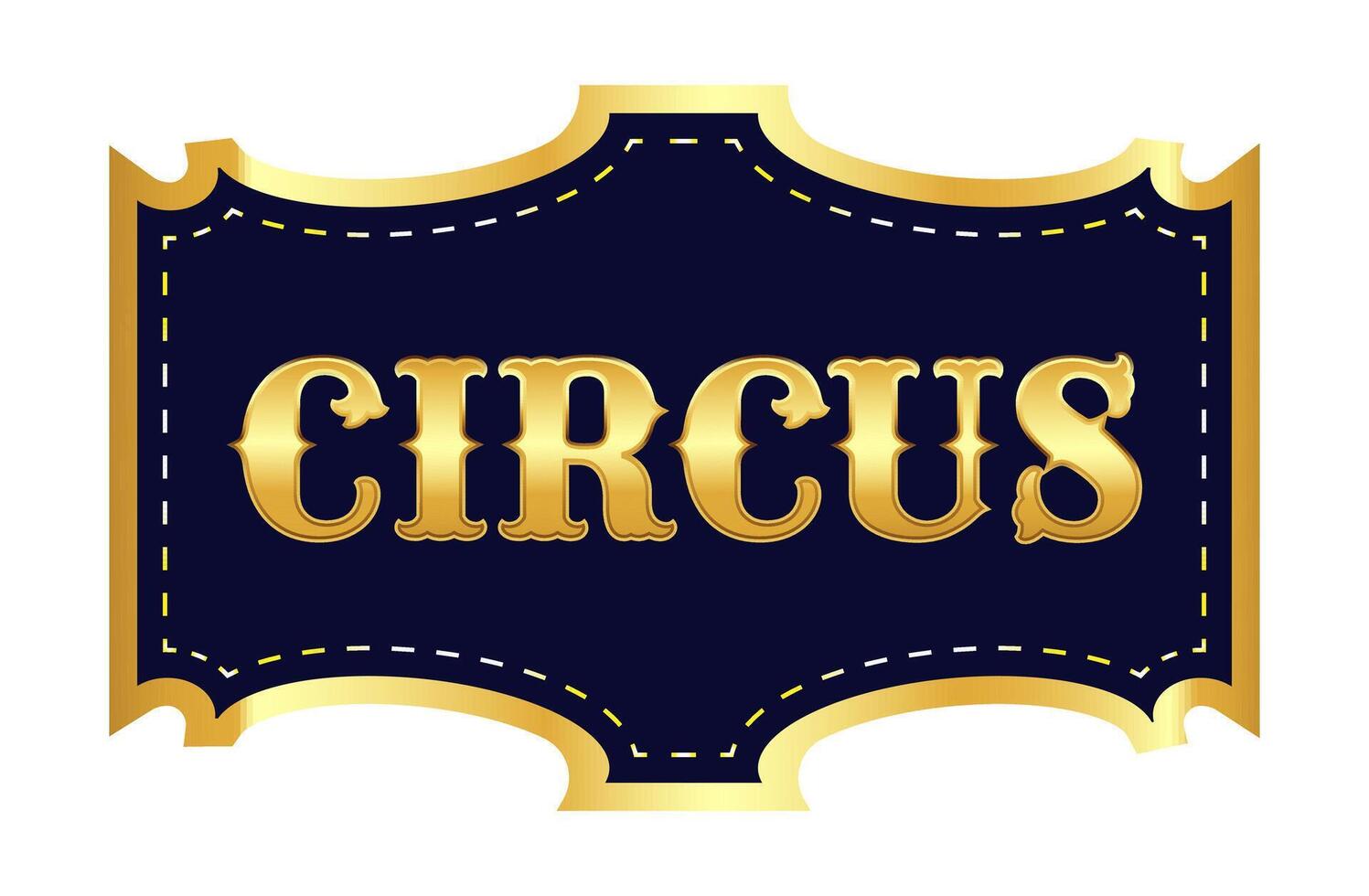 Vintage blue banner with text Circus in gold frame. illustration of banner, sign for circus sign, show on white background vector