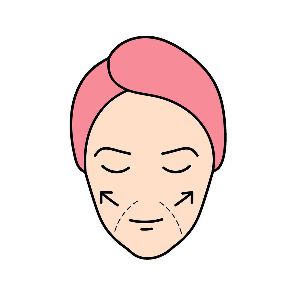 cheeks augmentation hand drawn color illustration vector