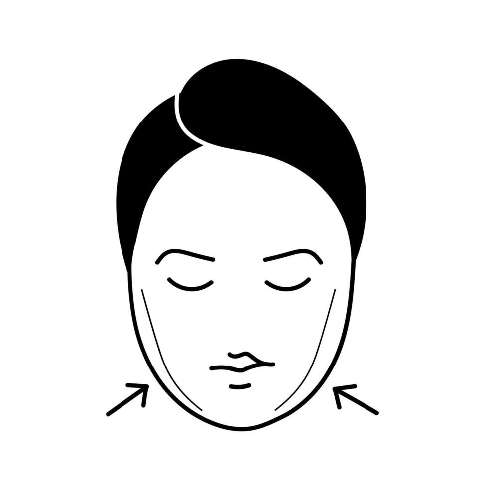 Women beauty cheeks augmentation black hand drawn icon vector