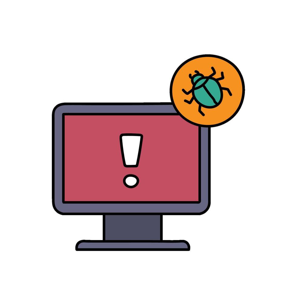 red computer bug hand drawn color illustration vector
