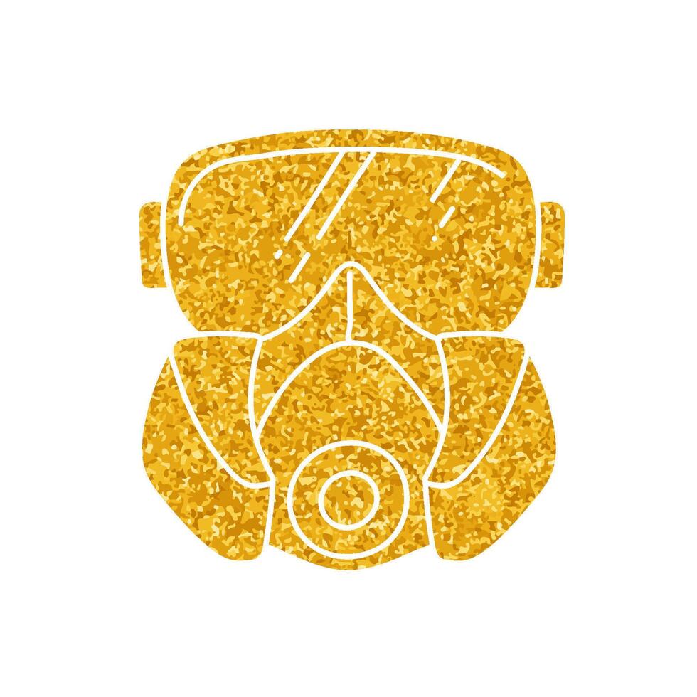 Respirator and goggles drawing in gold color style vector