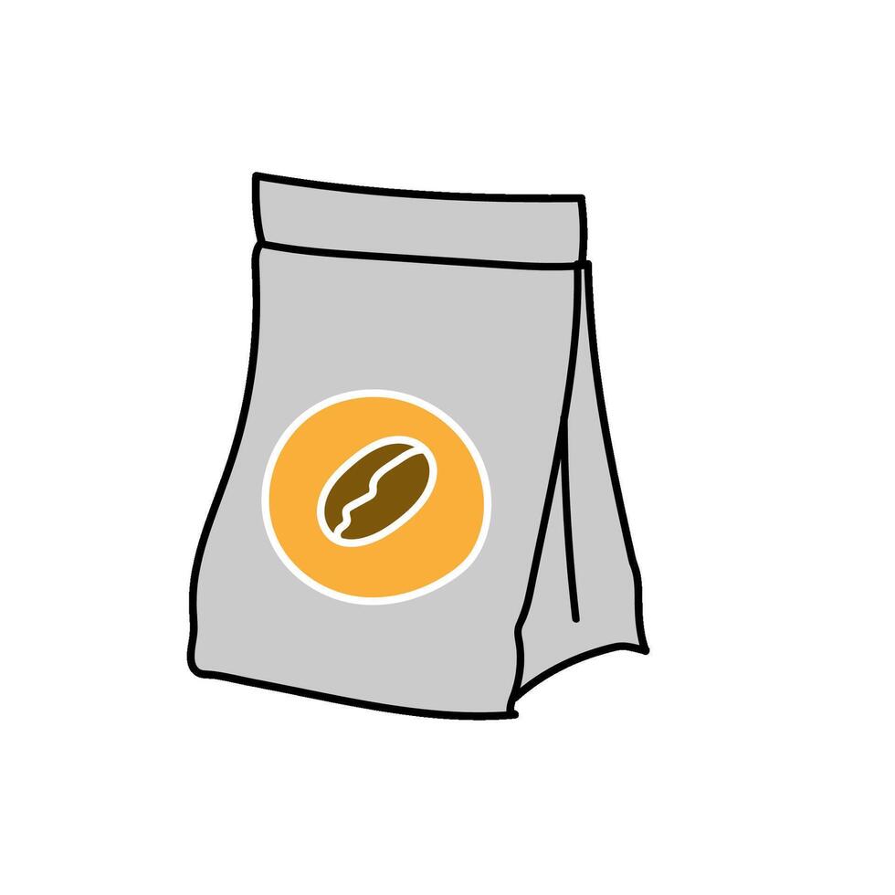 coffee bean and packaging hand drawn vector