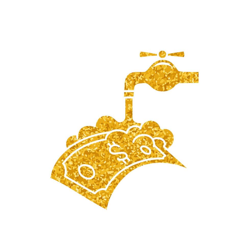 Money washing drawing in gold color style vector