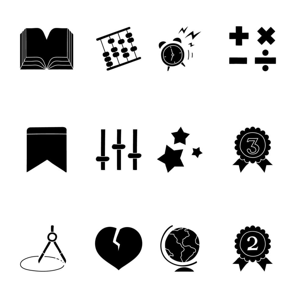 black hand drawn education icon series vector