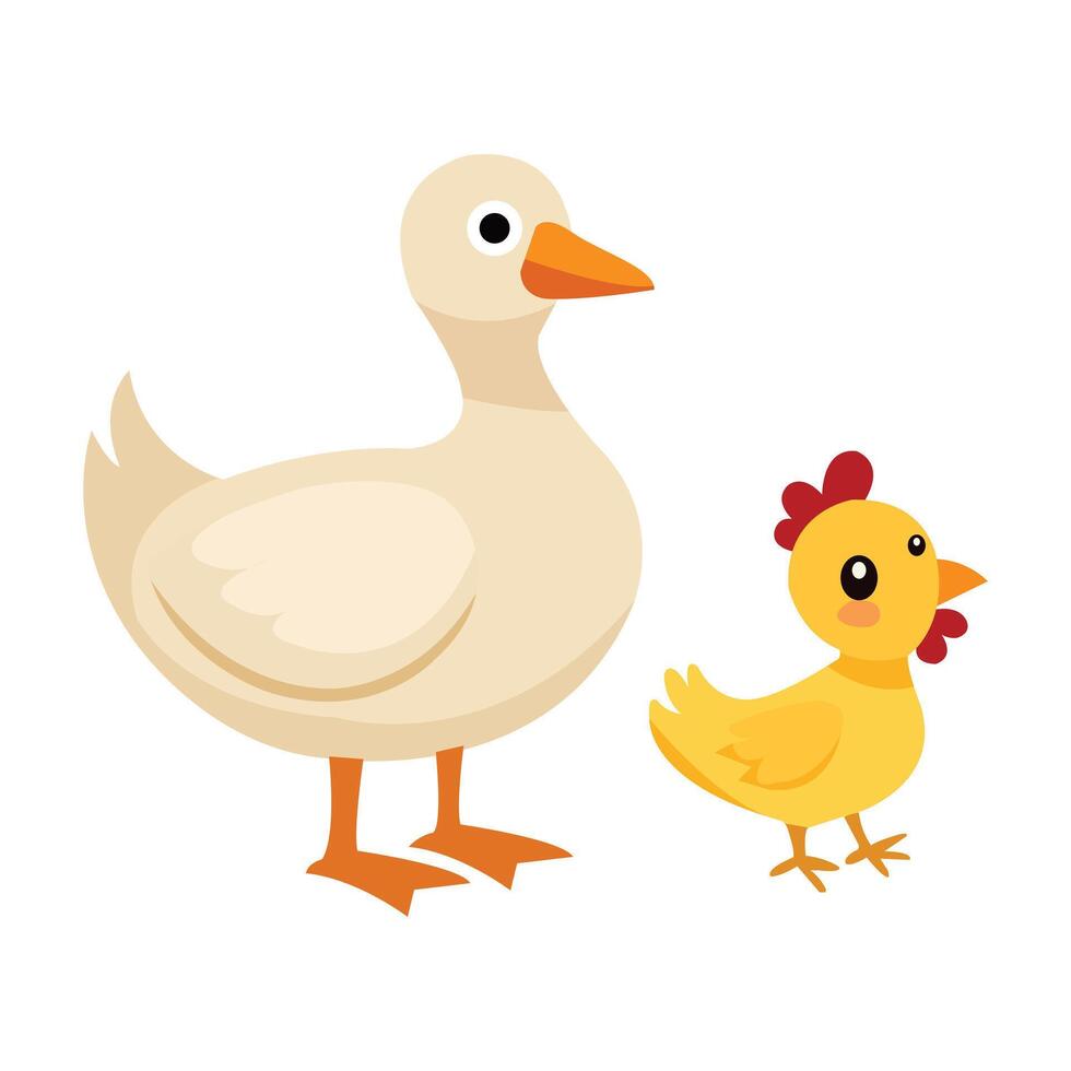 Cute Duck Family Together on White Background vector