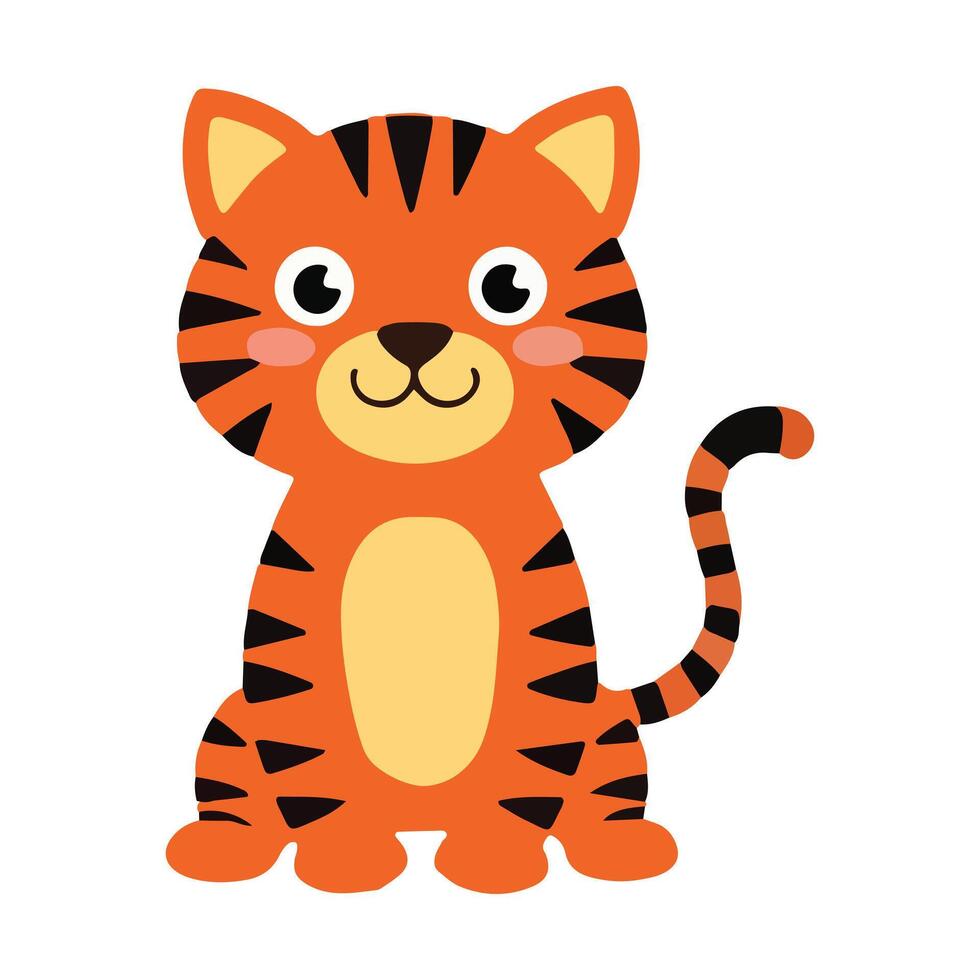 Cute Baby Tiger Illustration on White Background vector