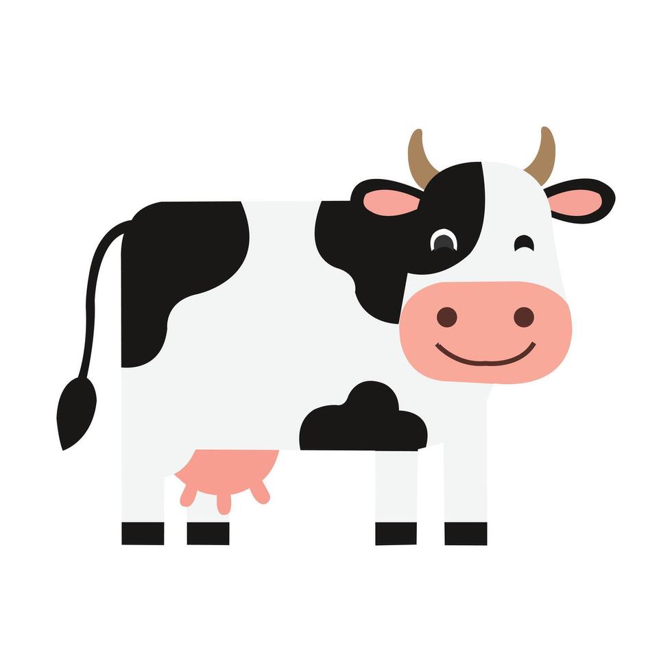 Black and White Cow in Side View with White Background vector